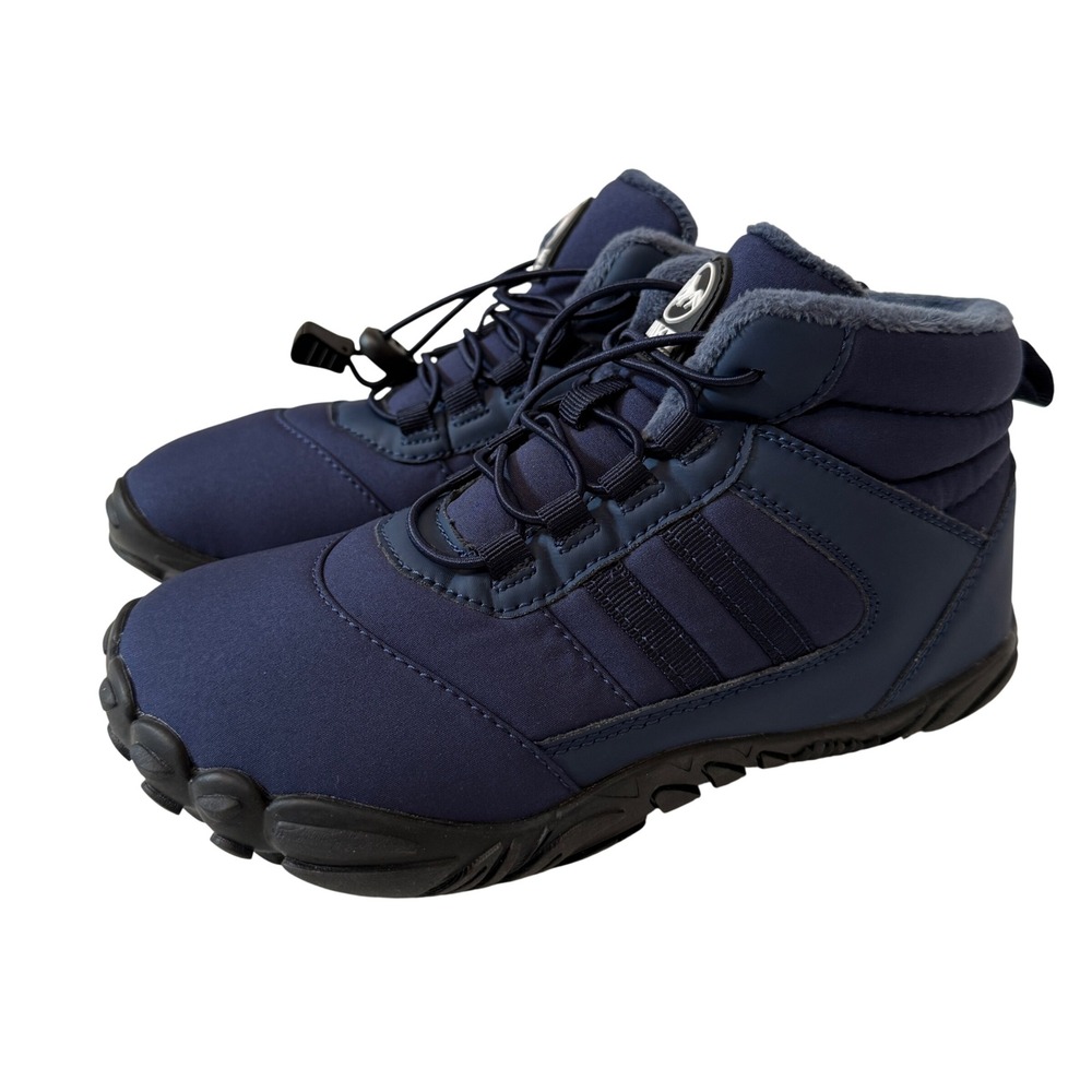 Hike Footwear Barefoot Winter Boots Navy Blue Faux Fur Lined Wide Toe Box EU 35
